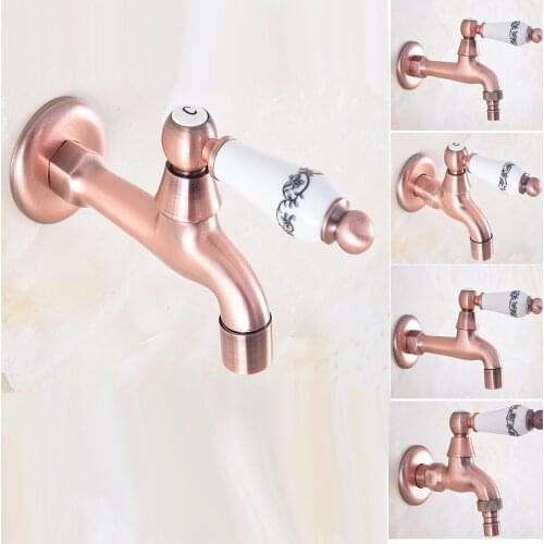 Antique Copper Brass Basin Faucet Kitchen Faucet Garden taps Wall Mounted Lavatory Bathroom Mop Water Tap Washing Machine Faucet