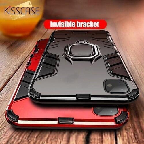 KISSCASE Shockproof Case For iPhone 12 11 Pro Max 12 Pro Mini 11 Finger Ring Case For iPhone X XR XS Max 6 6S 7 8 Plus 5 5S SE