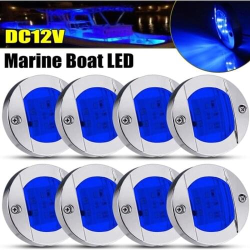 DC 12V Warning Lamp LED Stern Light Round Marine Boat Transom Cold White LED Tail Lamp Yacht Accessory Blue/ White/Red/Yellow
