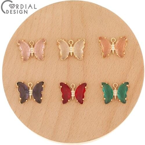 Cordial Design 50Pcs 15*20MM Jewelry Accessories/DIY Making/Hand Made/Butterfly Shape/Crystal Charms/Earring Findings/CZ Pendant