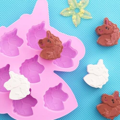 6 cavity Unicorn shape Chocolate mold Air outlet aroma plaster mold Silicone mold Baking cake decorating tools Soap ice cube