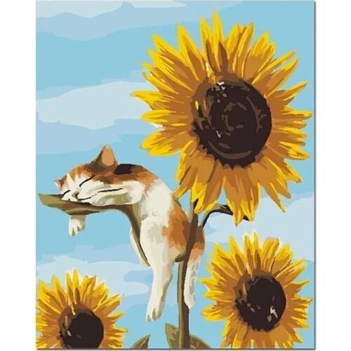 Gatyztory Frame DIY Painting By Numbers Animal Flower Canvas Drawing Handpainted Kits Acrylic Paints Art Wall Decor Unique Gift