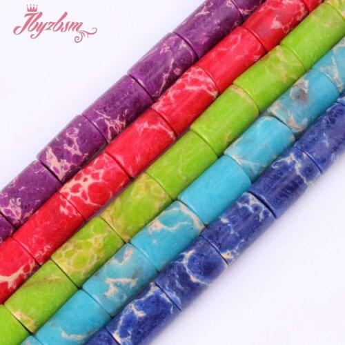 8x12mm Smooth Column Shape Beads Sea Sediment Stone Beads For DIY Necklace Bracelat Earring Jewelry Making 15" Free Shipping