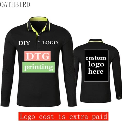 Customized Long Sleeved Add Your Own Picture Polo Shirt With Custom Logo Printed