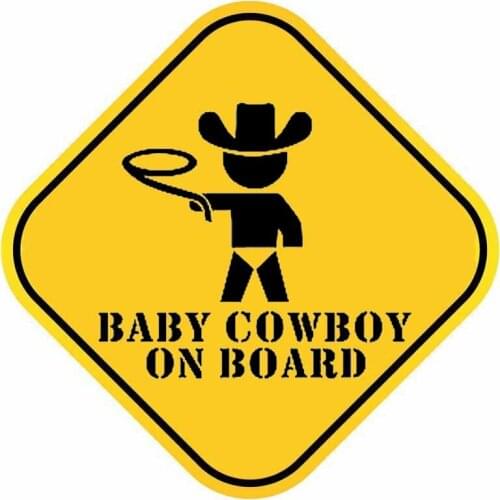 Interesting BABY COWBOY ON BOARD Car Sticker Accessories KK Vinyl PVC 13cm*13cm Motorcycle Laptop Decal