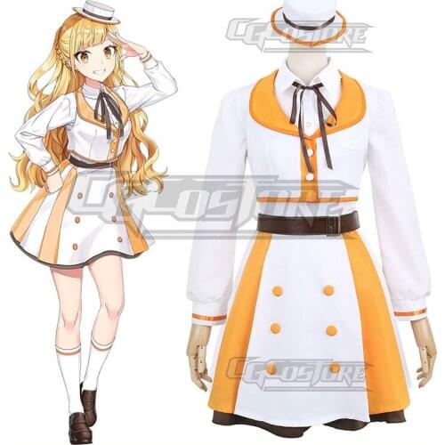CUE! Wind Ninakura Riko Cosplay Costume Anime Game Orange Dresses Christmas Halloween Free Shipping CG947ZT