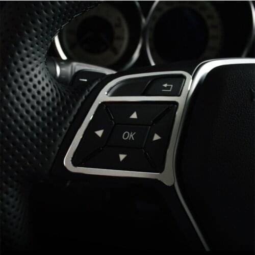 Car Steering Wheel Buttons Frame Decoration Cover Trim 2Pcs For Mercedes Benz C E Class W204 W212 GLK Aluminum Alloy