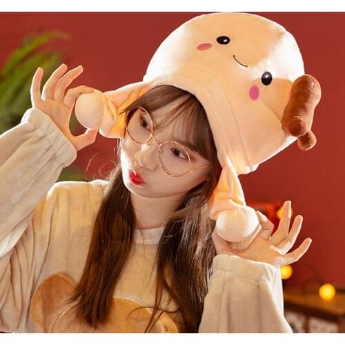 Lovely Plush Penis Hat Plush Toys Funny Creative Animal Penis Hat Stuffed Soft Plush Dolls for Girlfriend Valentines Gifts