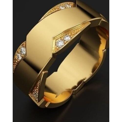 Fashion Wedding Rings For Couple Luxury Minimalism Golden Jewelry Size 6-12 Men Women Charm Unusual Accessories New Year Gift