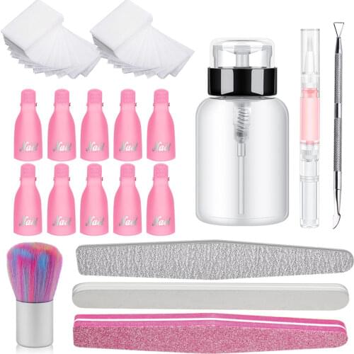9Pcs Nail Polish Remover Tools Set Soak Off UV Gel 10pcs Cap Clip 400pcs Nail Wraps Fingers Cotton Nail Clean Tools Kits