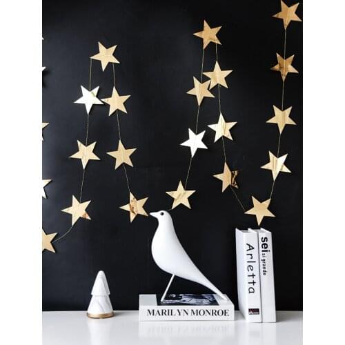 Wall Decoration Star String Hanging Mirror Mirror Pearl Paper Birthday Party Wedding Graduation Ceremony Decoration