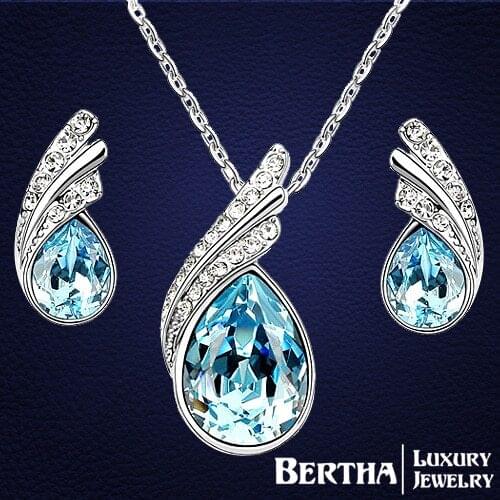 Latest Style Bridal Jewelry Sets Stud Earrings Necklaces Pendants Crystals from Swarovski Conjunto Collar Y Pendientes