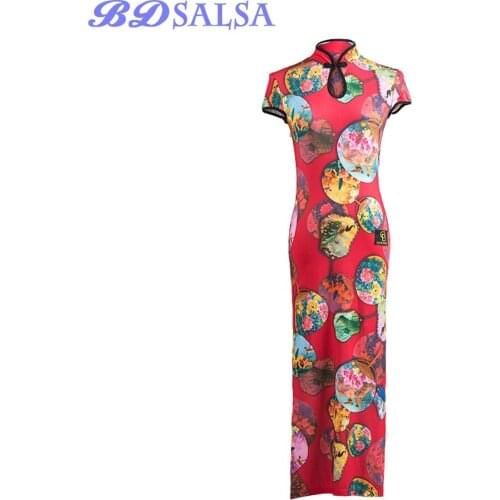 Latin Dance Clothing Female Adult Retro Cheongsam Skirt Costumes Dress DA433 Rumba Chacha Samba Cowboy BD SALSA CLOTH FOR GIRL