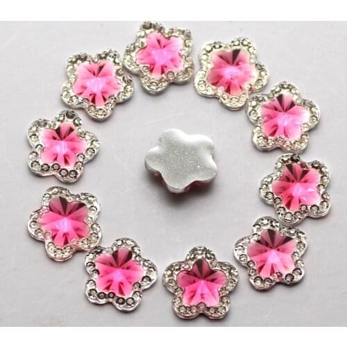 30pcs/bag 12mm 4 colors Flower Shape Craft Acrylic Flatback Half Round Beads cabochon Scrapbook Jewelry DIY Crystal skull Bead