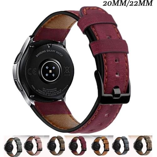 22mm watch band For samsung Galaxy watch 3 45/46mm Amazfit GTR 47mm/Gear S3 frontier leather correa Huawei watch gt 2/2e strap