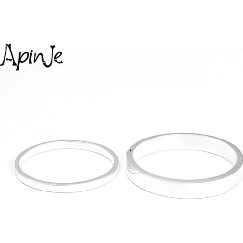 Apinje 990 Fine Silver Couples Bangles for Men And Women Open Thai Silver Simplicity Hollow Jewelry