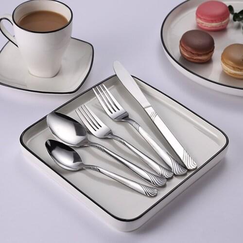 6Pcs/Set Stainless Steel Cutlery Silver Plated Dinnerware Knife Fork Spoon Kit Tabletown