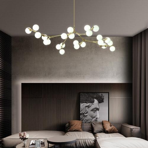 Nordic White Glass G4 Led Chandelier Living Room Minimalism Branch Chandelier Lighting Gold Black Metal Led Lighting Fixtures