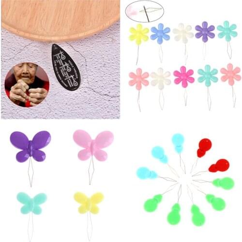 10Pcs/lot Elderly Easy Sewing Needle Device Threader Thread Guide Tool Garment Sewing Needlework Flower Shape Threader