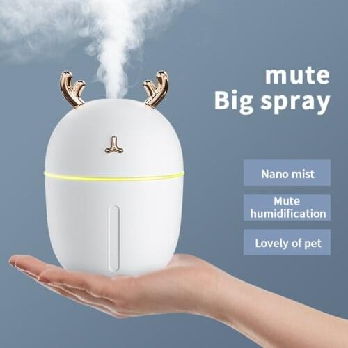 Ultrasonic Air Humidifier 300ML USB Aroma Air Oil Diffuser Mini Cute Pet Deer LED Lamp Home Car Fogger Humidifiers