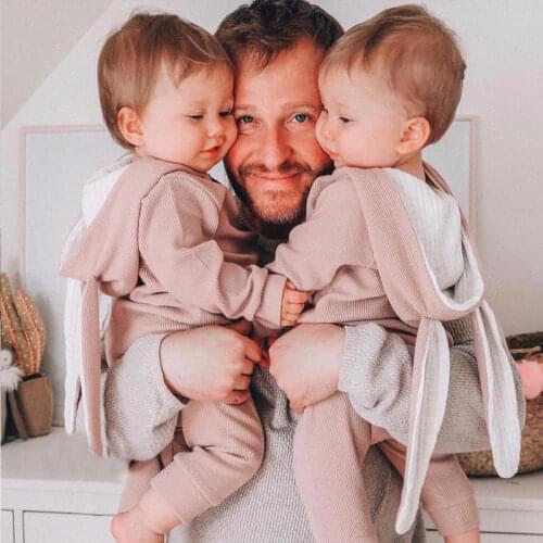 Spring Autumn Newborn Baby Clothes Bunny Baby Rompers Cotton Hoodie Newborn Girl Onesies Fashion Infant Costume Boys Girls Outfi