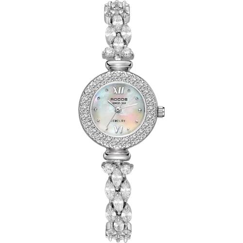 ROCOS Womens Casual Quartz Watch Diamond Waterproof Ladies Watch Fashionable Shell Dial Imported Quartz Movement Wristwatch