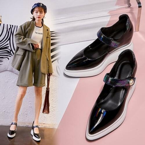 Zapatos mujer new spring flat platform shoes womens loafers genuine leather Thick bottom sneakers womens casual shoes