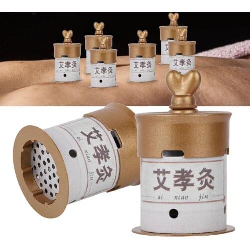 1 Set Moxa Box New Leak-proof Moxa Stick Burner Moxibustion Heat Treatment Holder Heathy Care (2 AI Pots+20 Aizhu+20 Stickers)