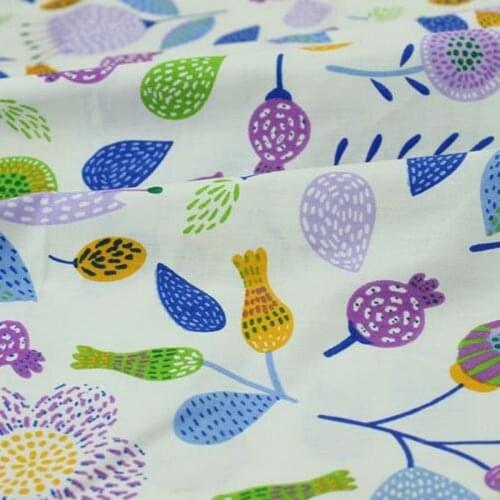 New 100% Cotton Twill White Background With Purple Dandelion Fabrics DIY For Kids Home Decor Doll Chic Cloth Tissue By Meter