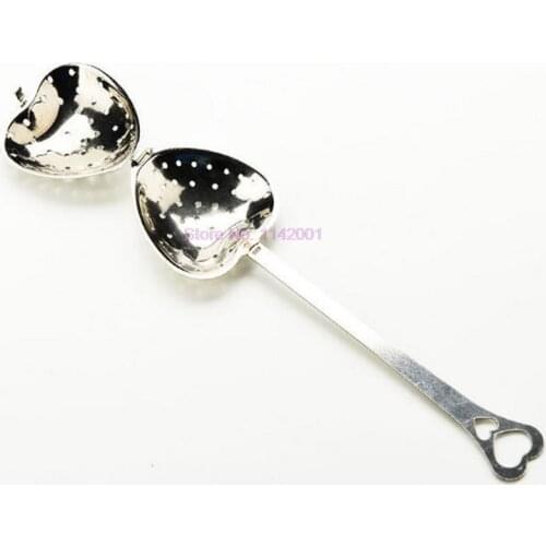 200pcs Heart Shaped Tea Infuser Spoon Strainer Kitchen Gadget Tool Stainless Steel Handle Tea Herb Spice Filter Tea Colander