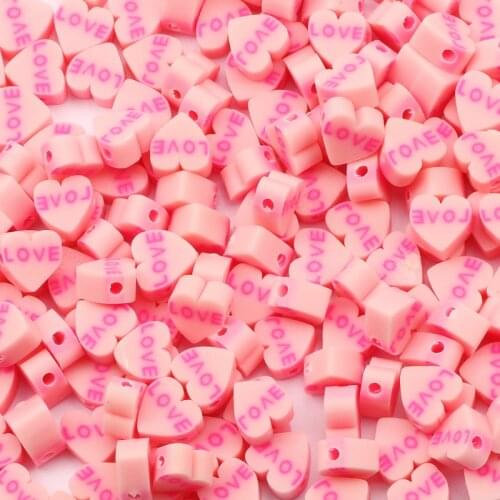 50/100pcs 9mm Mixed Colors Love Heart Shape Clay Spacer Beads Polymer Clay Beads For Jewelry Making DIY Handmade Accessories