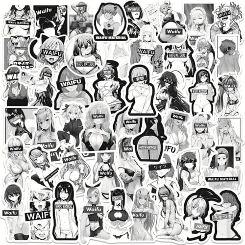 50Pcs Waifu Hentai Sexy Pinup Stickers Cartoon Anime Girl Decals Guitar Luggage Skateboard Bicycle Graffiti Kids Toy Sticker