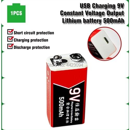 9V USB Battery 500mAh Rechargeable USB Charging Lithium Polymer Batteria for Multimeter Microphone Dedicated RC Camera Drone