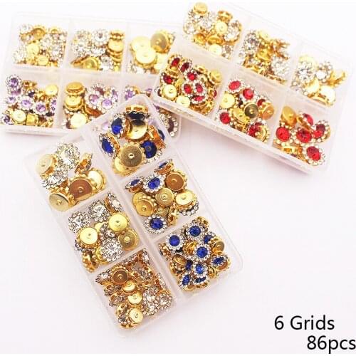 Glitter Top Rhinestones 6 Grid Lace Claw Cup Strass Crystals Garment Stones Beads DIY Sewing Rhinestones For Clothes Gems Craft
