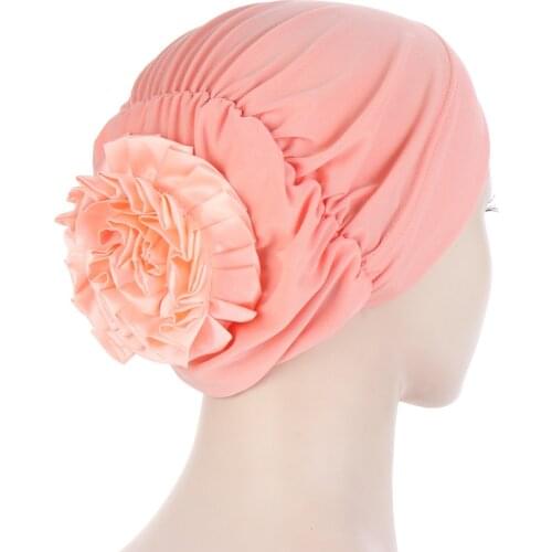 Big Flower Volumizer Scrunchie 2021 New Stretchy Muslim Inner Hijab Caps Womens Turban Hat Female Head Wraps Underscarf Hat