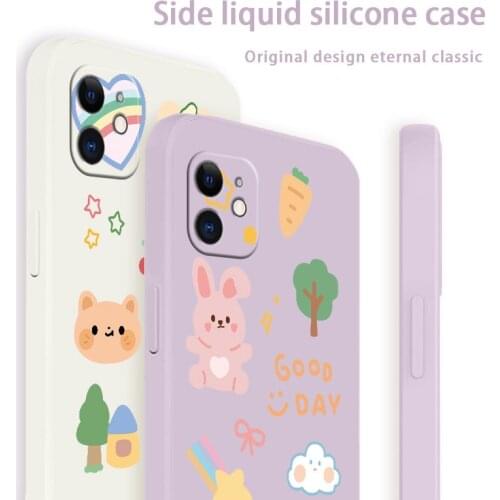 Cartoon Rabbit Phone Case For iPhone 12 Pro Max Mini 11 Pro Max X XR XS MAX SE2020 8 8Plus 7 7Plus 6 6S Plus Silicone Cover