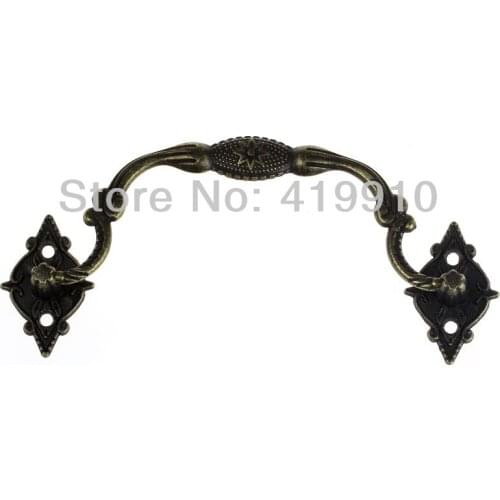 Free-Shipping-5Sets Jewelry Case Box Handle Drawer Antique Bronze Pattern Carved 9.6cm x 3.6cm 3.3cm x 2.1cm,J2016
