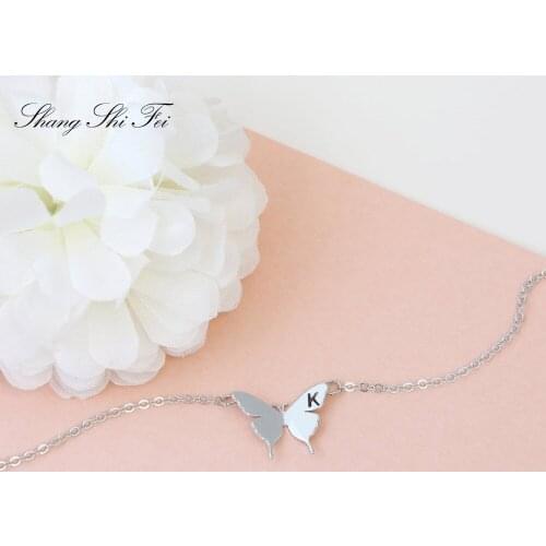 Butterfly Chokers Name Initial Letter Necklace Mothers Day Gift Gold Butterfly Necklace Layered Choker Necklace for women