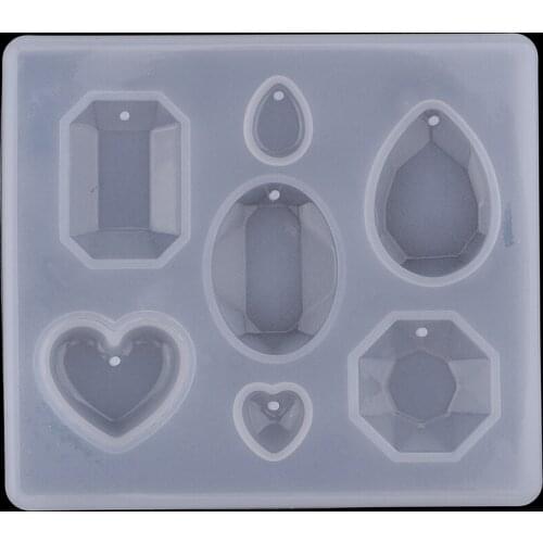 DIY 7 Styles Diamond Crystal Pendant Charms with Hole Jewelry Making Molds