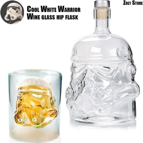 Creative Samurai Glass Wine Bottle Wine Glass Vodka Whiskey Liquor Glass Bar Supplies Skull Holder Glass Wine Set Drink Glass