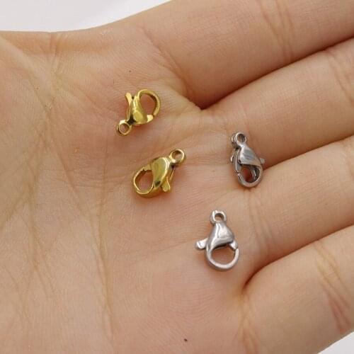 100% Stainless Steel Hook For Jewelry Finding Silver/Gold/Rosegold Lobster Clasps Metal Connector High Polished Wholesale 100pcs