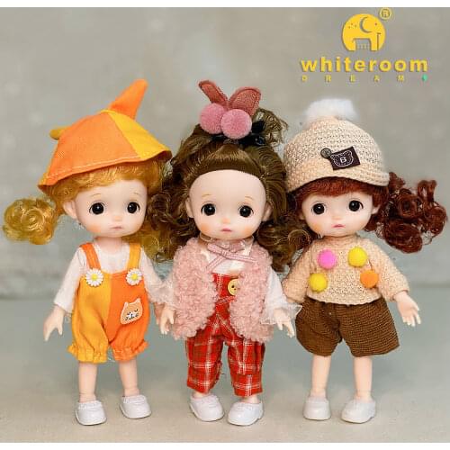 13 Moveable Jointed 16cm Ob11 BJD Dolls With Skirt Shoes Long Hair Baby Naked Girl Body Fashion Dolls Hot Toys For Girls Gift