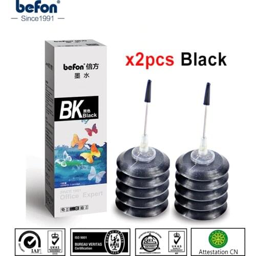 Befon 2pcs Black Refill Ink kit Compatible for HP Canon ink Cartridge 301 21 22 301 121 140 141 pg510 cl511 40 41 for Printer