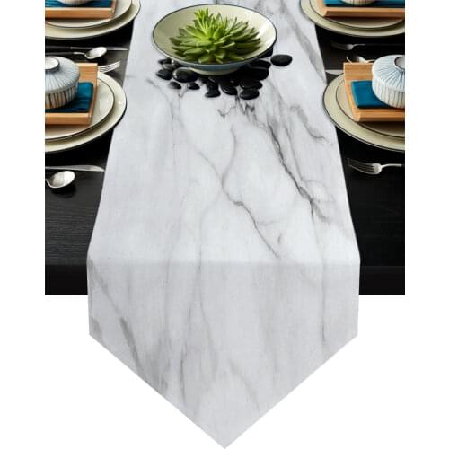 White Marble Crackle Table Runners Modern Home Kitchen Dining Tablecloths Wedding Party Table Decoration Table Runner