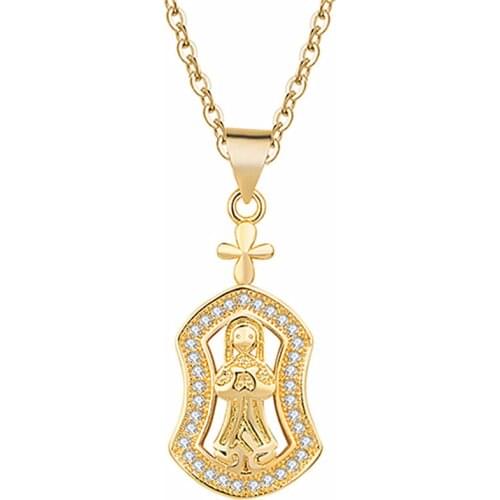 Devout Maria Cross Pendant Necklace For Women Jewelry Trend 925 Silver Chain On Neck Girls Choker Necklaces Gold Choker Bijou