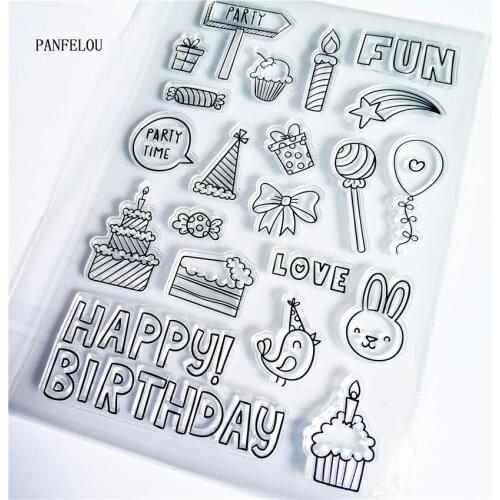 PANFELOU The Birthday trivia Transparent Silicone Rubber Clear Stamps cartoon for Scrapbooking/DIY Easter wedding album