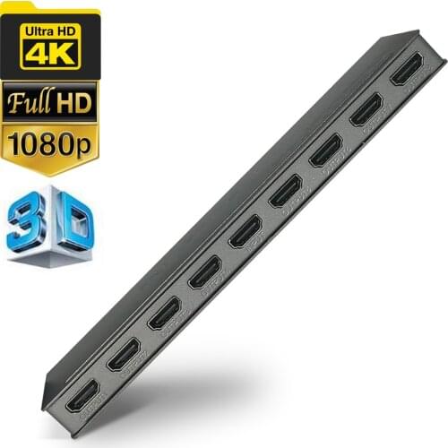 8 port HDMI Splitter 4K HDMI 1X8 HDMI Splitter amplifier HDMI 1 in 8 out 4K 30Hz HDMI 1.4V HDCP 1.4 for Blue DVD,PS4,Apple TV