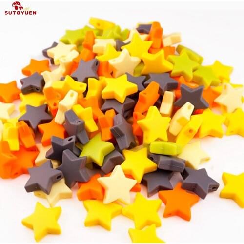 Sutoyuen 100pcs BPA Free Silicone Beads Star 25mm Baby Pacifier Nursing Teething Beads for DIY Chew Necklace Jewelry Accessories