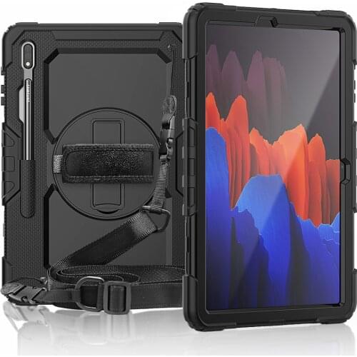 360 Rotation Hand Grip Kickstand Silicone Case For Samsung Galaxy Tab S7 Plus 12.4'' T970 T975 T976 Protective Tablet Cover