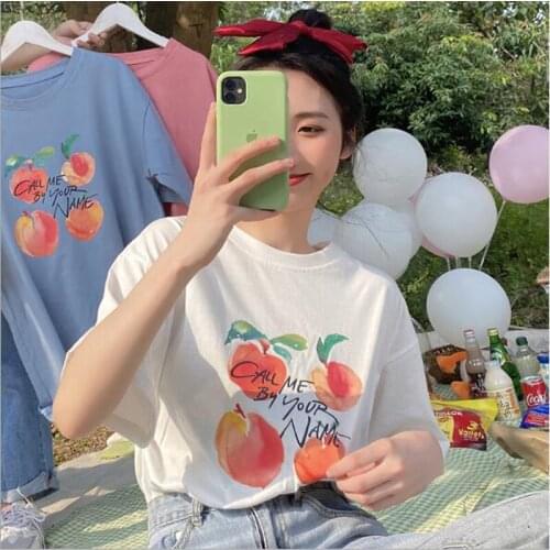 Sweet Style T shirt Women Spring Summer Short Sleeve Round Neck T-shirt Woman One Size Tshirt Women